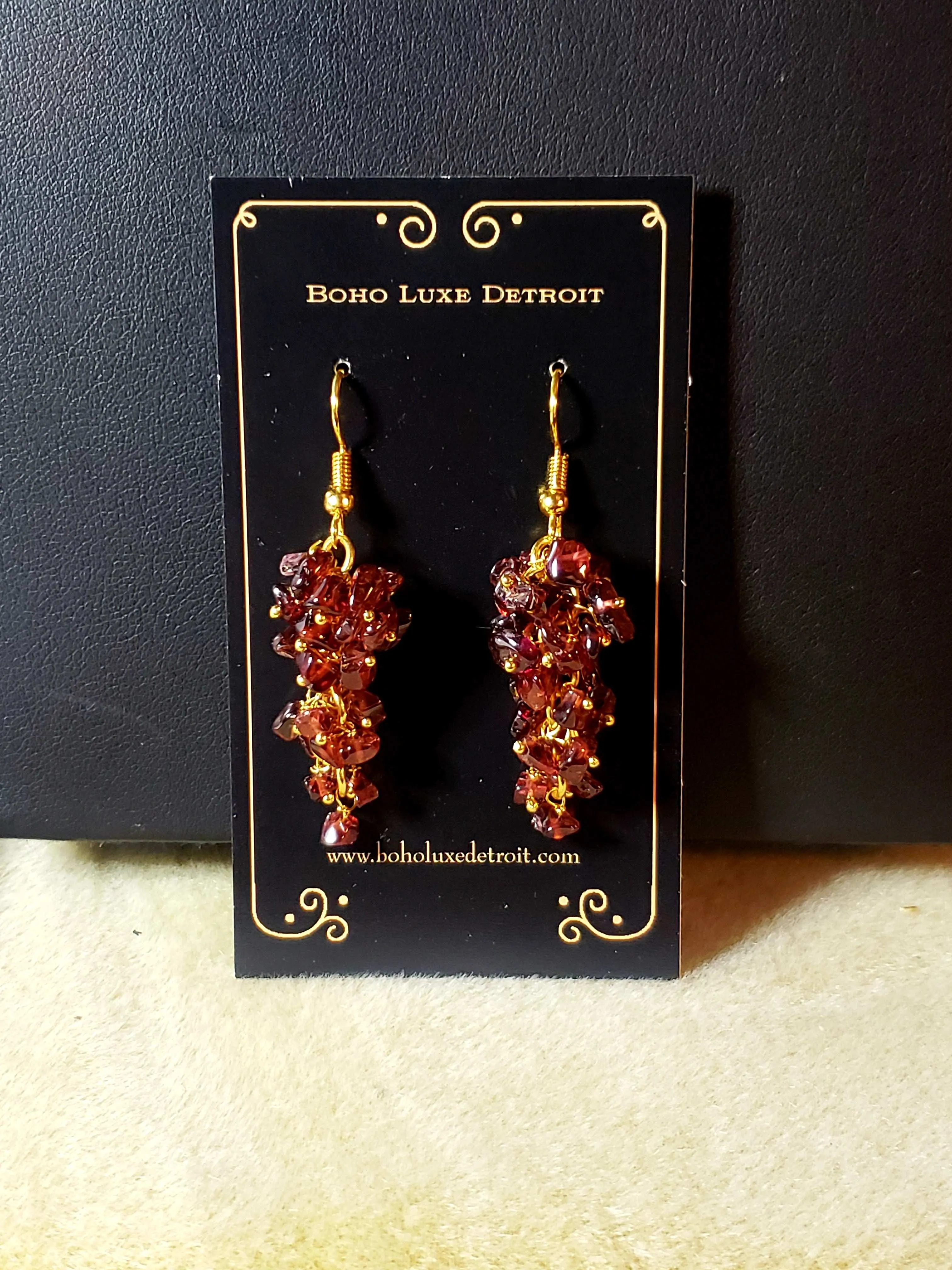 Garnet Crystal Cluster Earrings