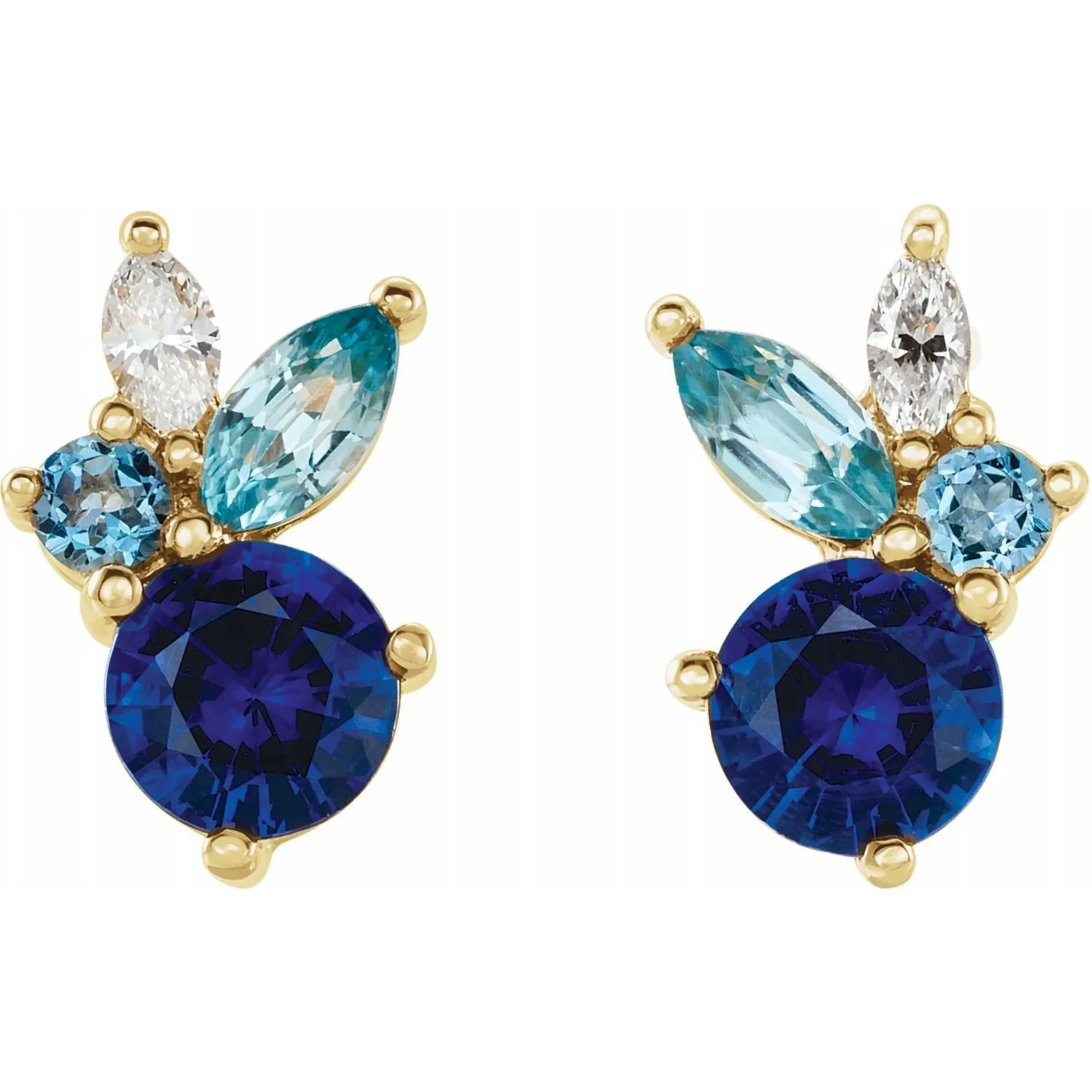 Gemstone and Diamond Cluster Earring