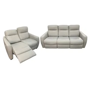Genoa 3ReRe 2ReRe - Electric Recliners - Light Grey Leather
