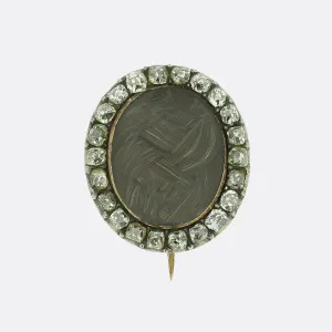 Georgian Old Cut Diamond Mourning Hair Brooch