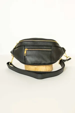 [GERMAN FUENTES] LEATHER FANNY PACK-BLACK