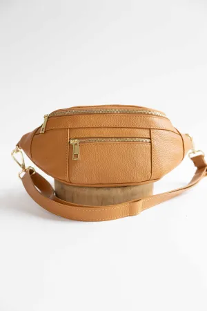 [GERMAN FUENTES] LEATHER FANNY PACK-CAMEL