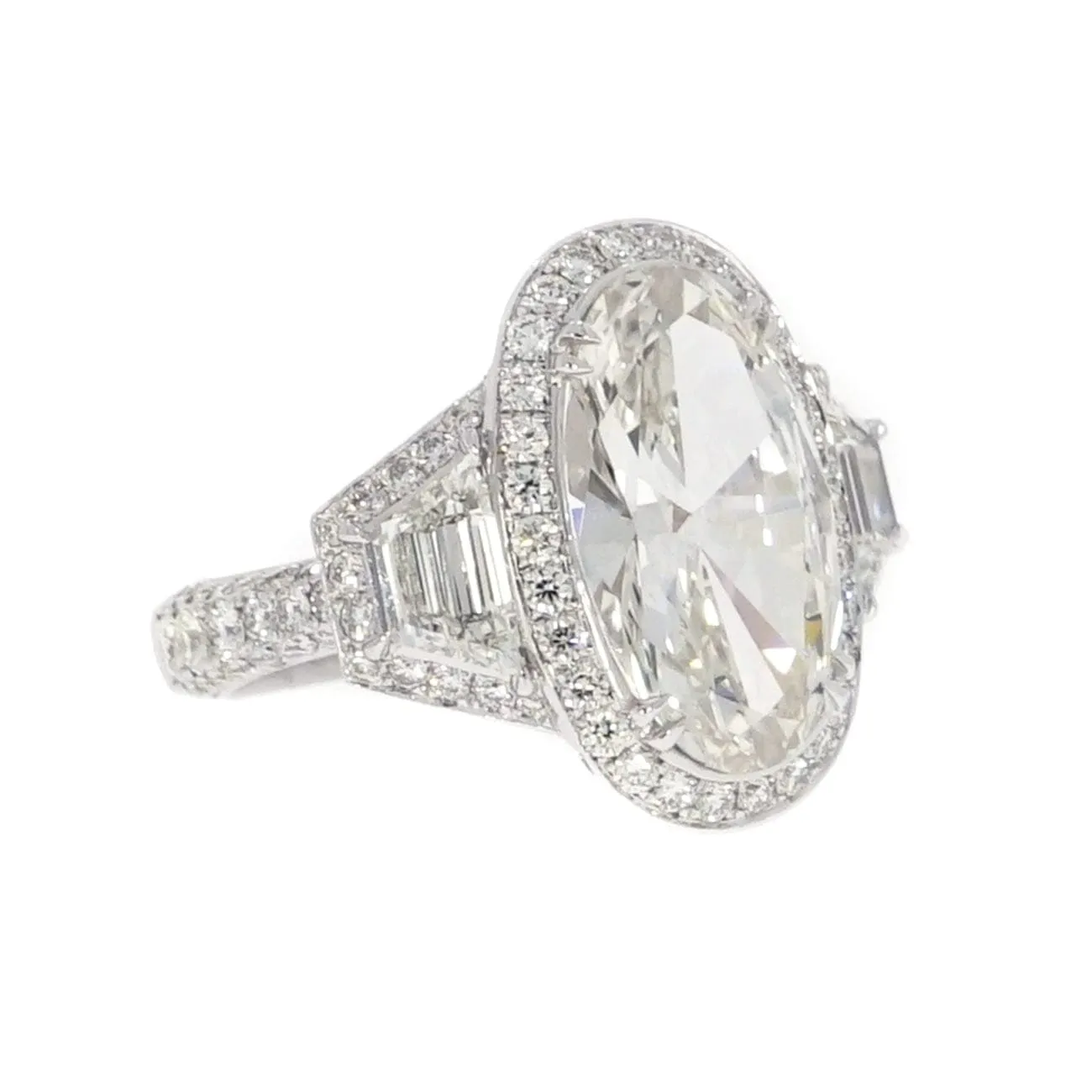 GIA Certified 4.34 ct. Oval Diamond Platinum Engagement Ring