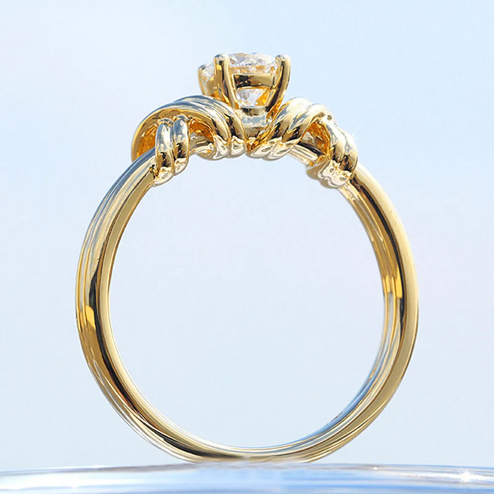 GIA Diamond Solitaire Engagement Ring with Cross Band