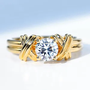 GIA Diamond Solitaire Engagement Ring with Cross Band