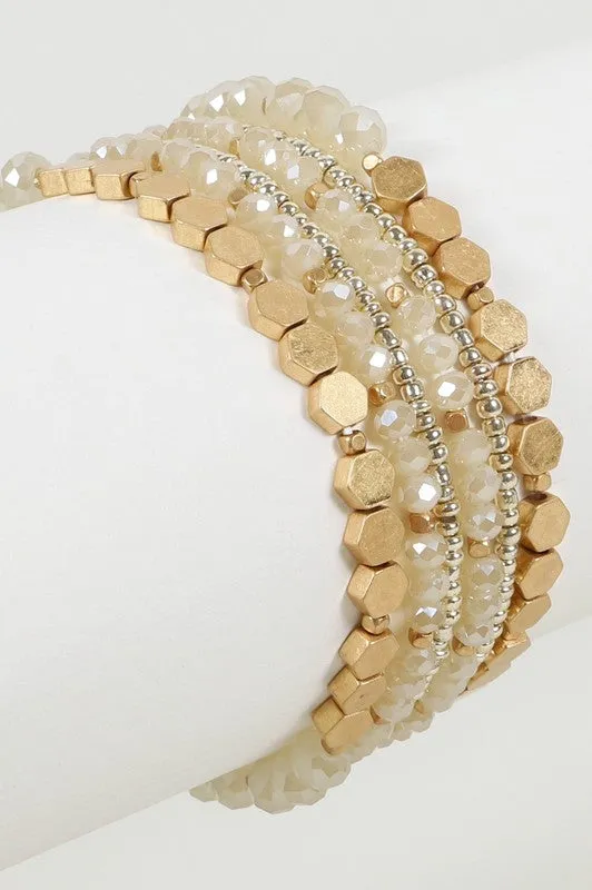 Glass & Metal Bead Bracelet Set