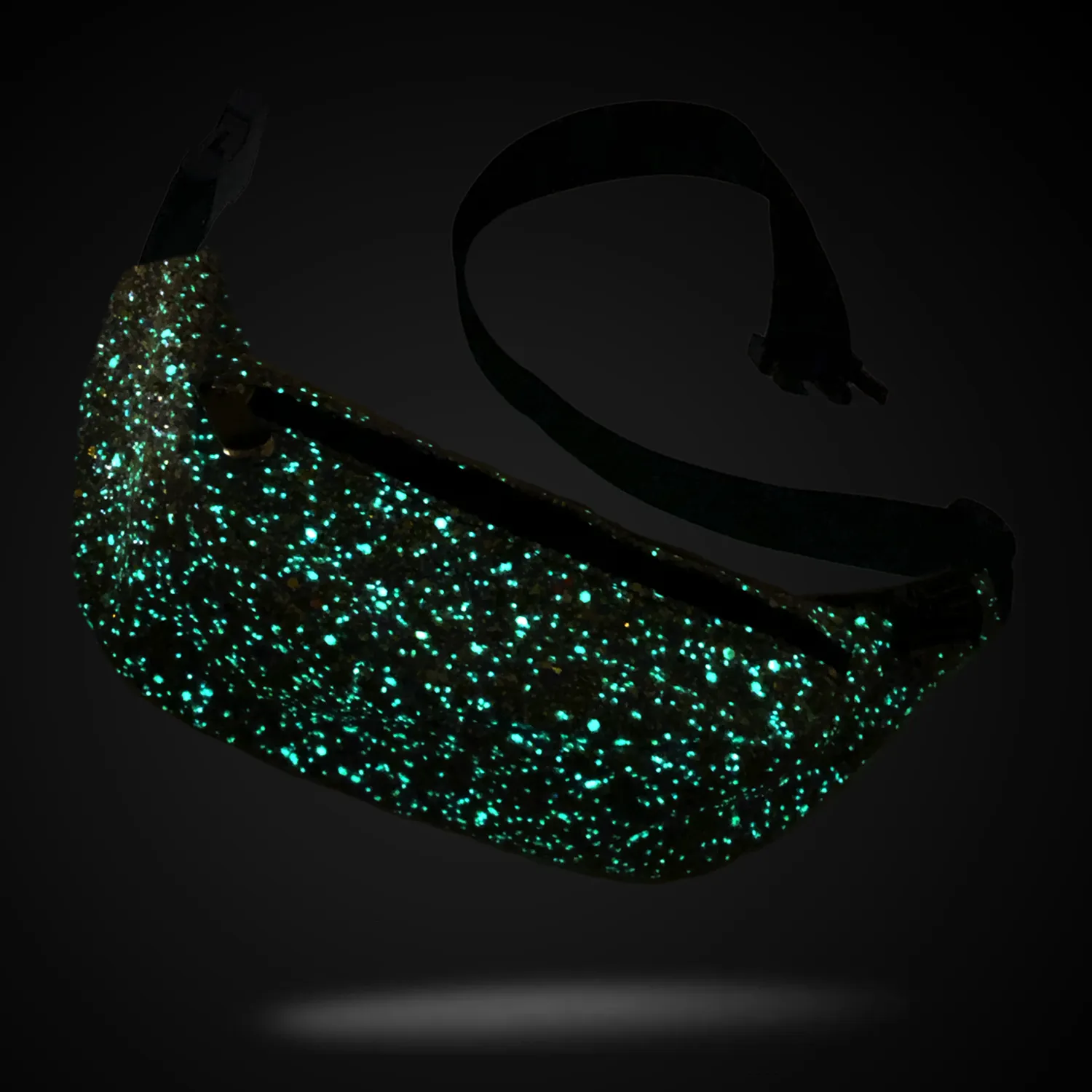Glitter And Glow In The Dark Fanny Pack In Galactic Glow