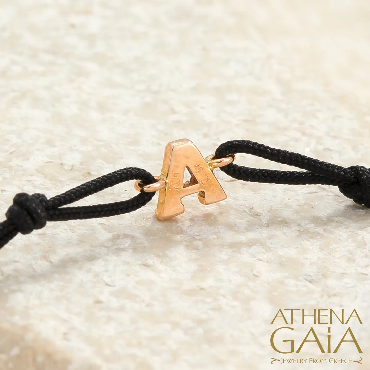 Gold Alphabet with Diamonds Adjustable Cord Bracelet