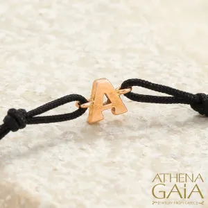 Gold Alphabet with Diamonds Adjustable Cord Bracelet