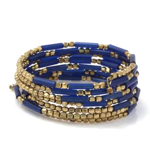 GOLD AND BLUE WRAP AROUND  BRACELET #BR0127GN (IB9)