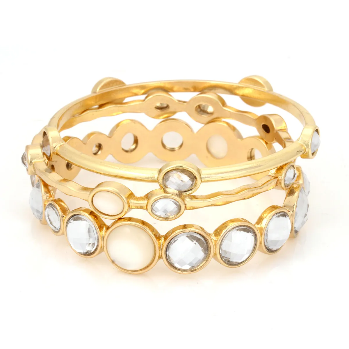 GOLD CRYSTAL 3 PCS  BRACELET #HNB80612 GLD CRY (031314-78)