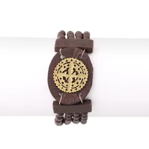 GOLD FILIGREE WOOD STRETCH BRACELETS #FW-QB10948 (SH4)