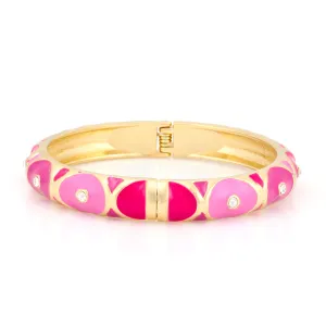GOLD FUCHSIA METAL HINGED BRACELETS  #SA-9453 (HD3)