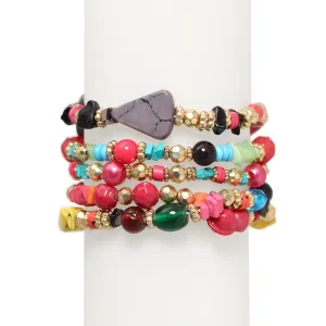 GOLD MULTICOLOR STRETCH BRACELET #BR964 MULTI