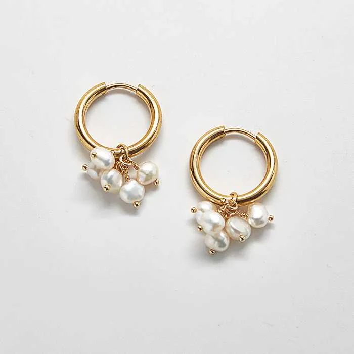 Gold Pearl Huggie Earrings - Best Seller
