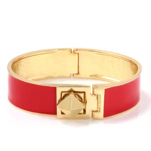 GOLD RED ENAMEL HINGED BRACELET #FW1404780 (EA4)