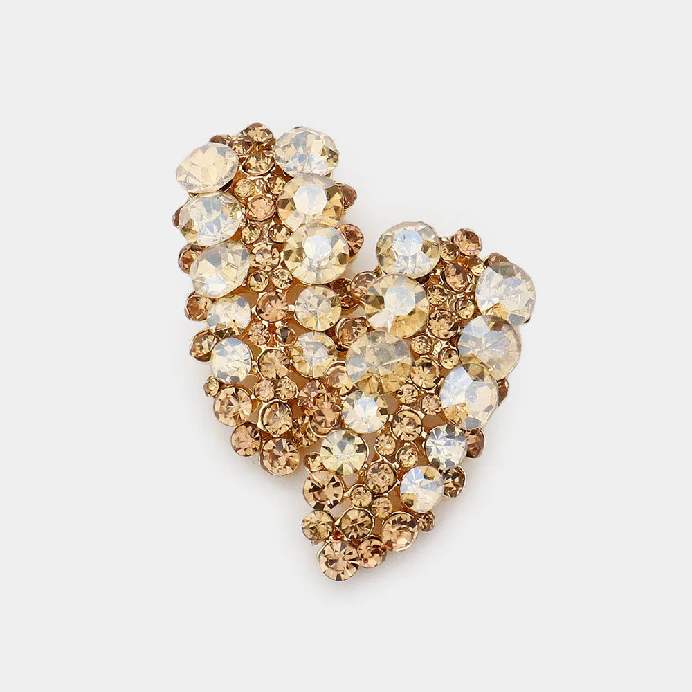 Gold Round Stone Cluster Pageant Earrings | Prom Earrings |  549558