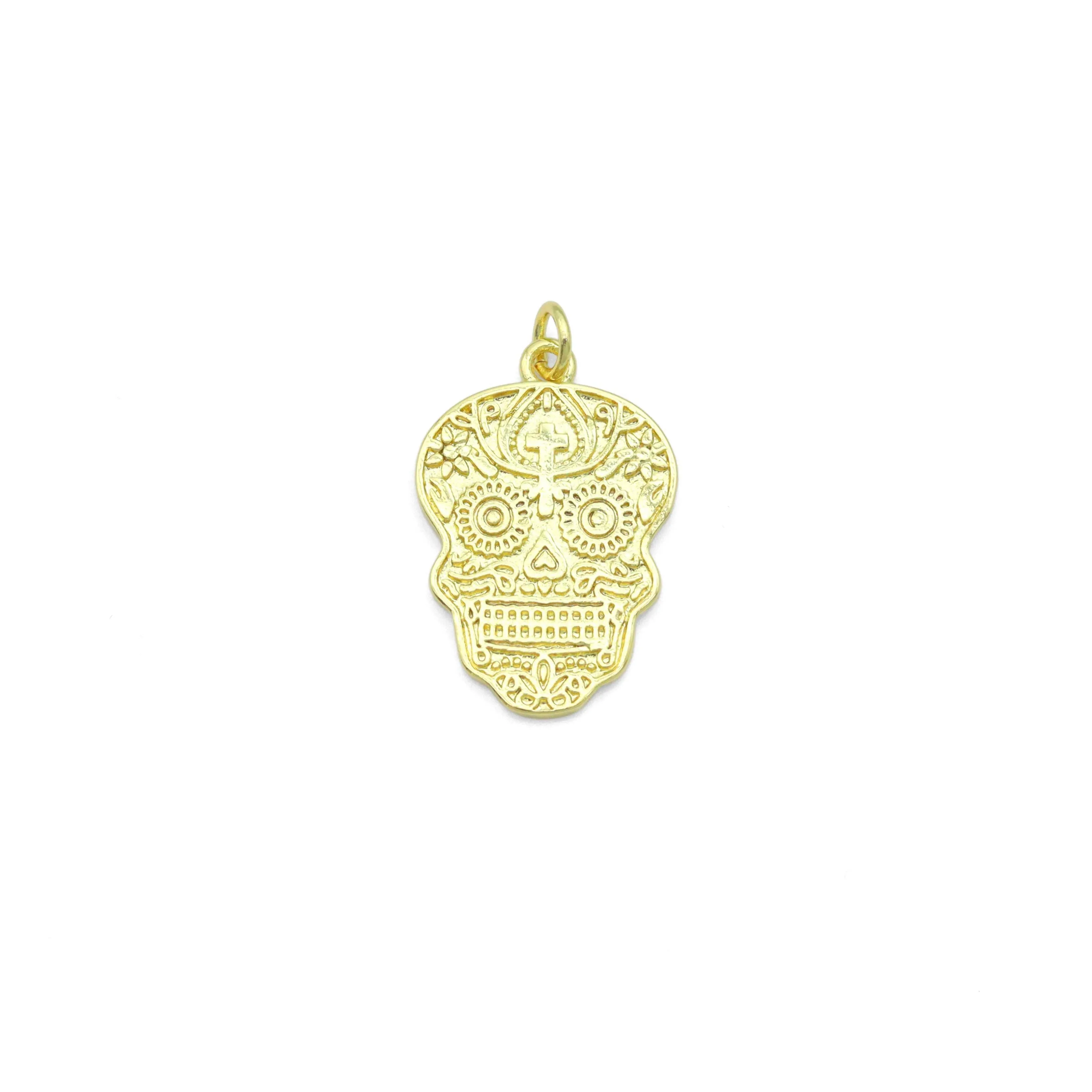 Gold Skull Head Charm Pendant, Sku#LK1103