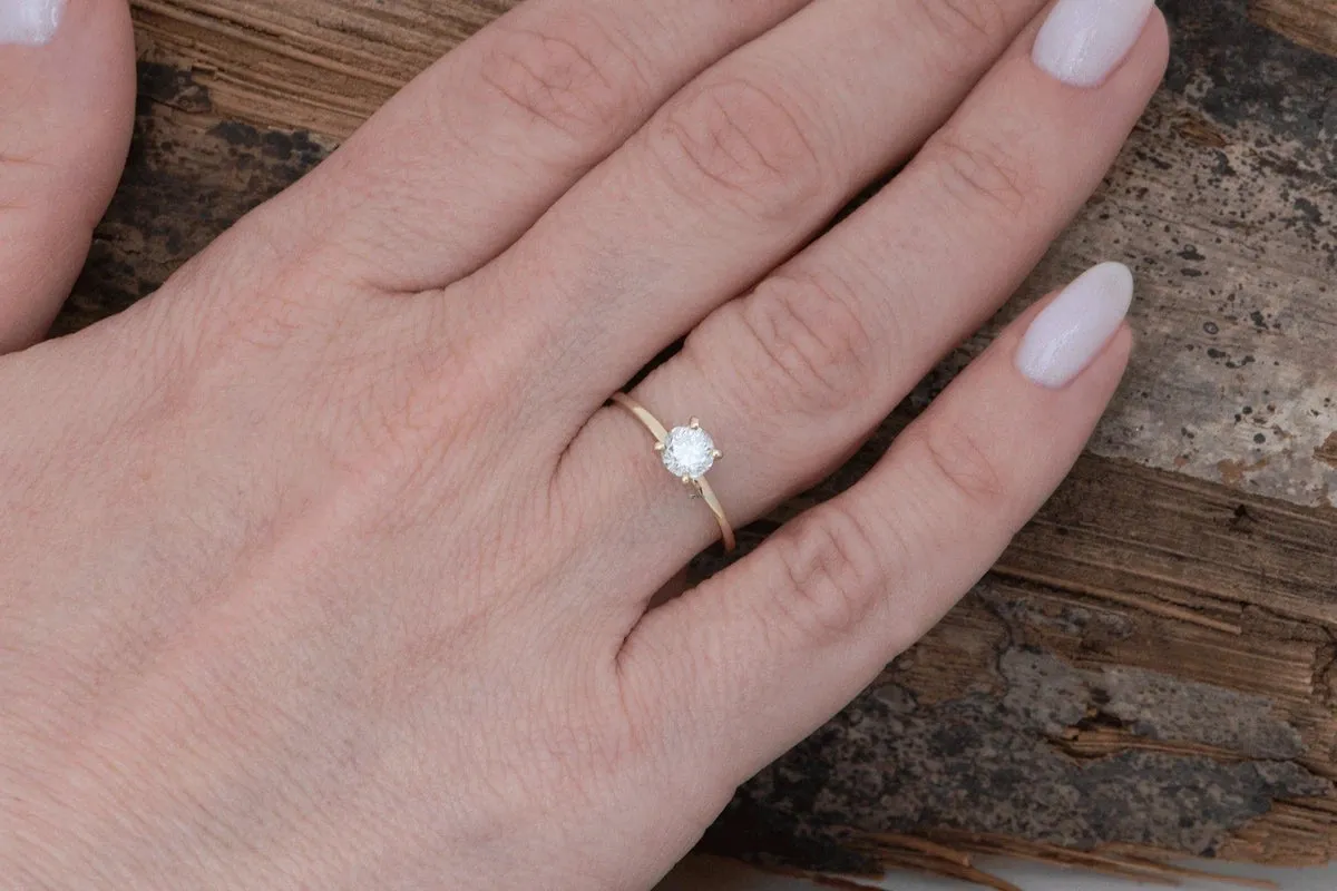 Gold Solitaire Ring-Solitaire diamond ring-Solitaire 4 prong-Solitaire ring 0.40 ct-Dainty Round Cut Solitaire Engagement-Solid gold ring