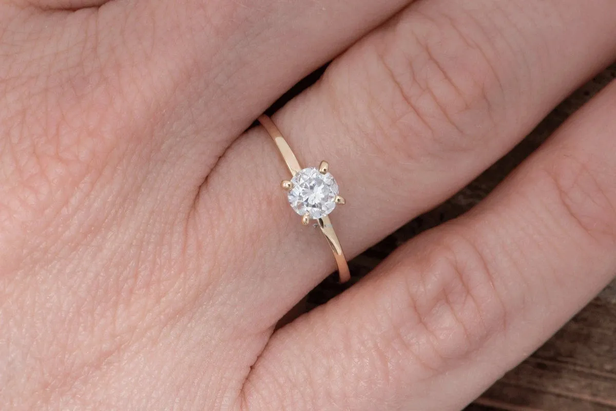 Gold Solitaire Ring-Solitaire diamond ring-Solitaire 6 prong-Solitaire ring 0.30 ct-Dainty Round Cut Solitaire Engagement-Solid gold ring