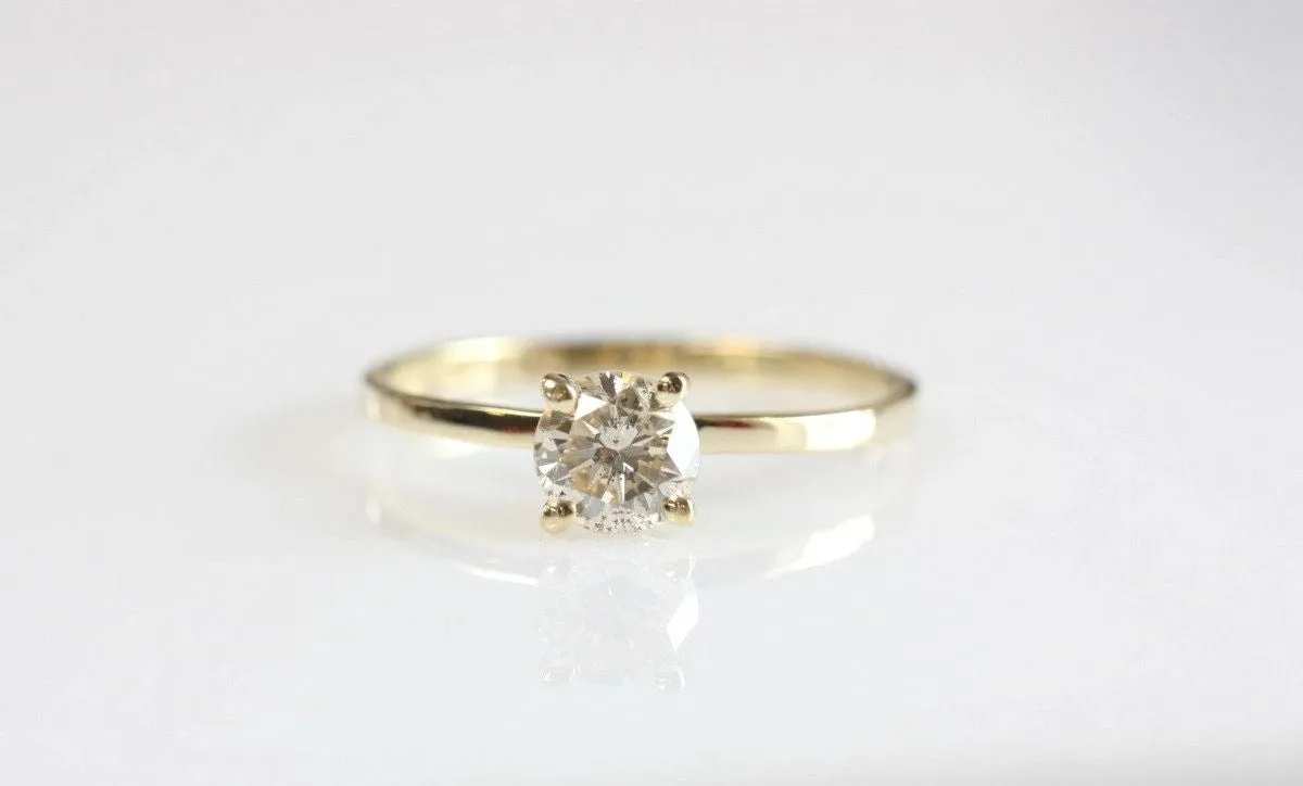 Gold Solitaire Ring-Solitaire diamond ring-Solitaire 6 prong-Solitaire ring 0.30 ct-Dainty Round Cut Solitaire Engagement-Solid gold ring
