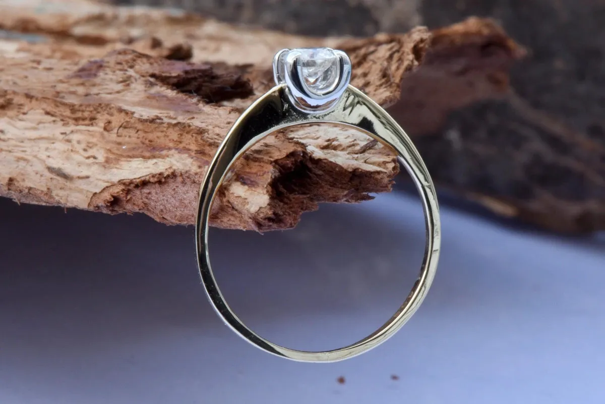 Gold Solitaire Ring-Solitaire ring-0.40ct Engagement Ring-Promise ring-Art deco ring-Custom Ring-Bridal ring-Solid gold ring-Branch ring