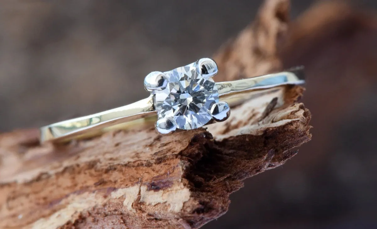Gold Solitaire Ring-Solitaire ring-0.40ct Engagement Ring-Promise ring-Art deco ring-Custom Ring-Bridal ring-Solid gold ring-Branch ring