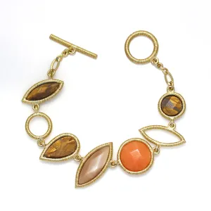 GOLD TIGER'S EYE MOTHER OF PEARL AND ORANGE  BRACELETS #171RD2101 (4C1)