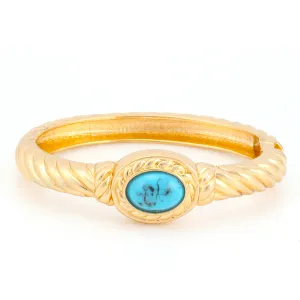 GOLD TURQUOISE HINGED BRACELETS  #FW1203404 (MF16)