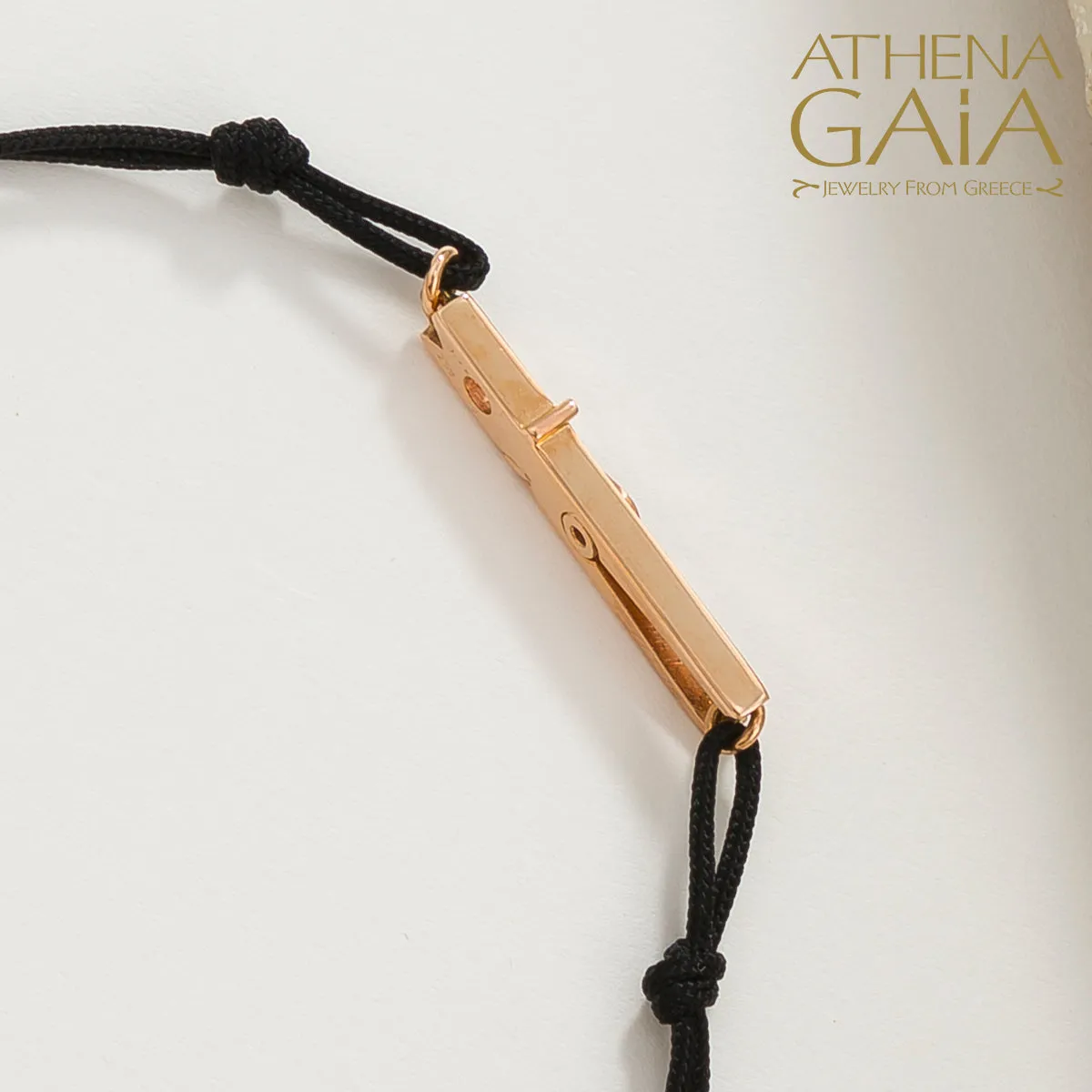 Golden Clip With Diamond Adjustable Cord Bracelet