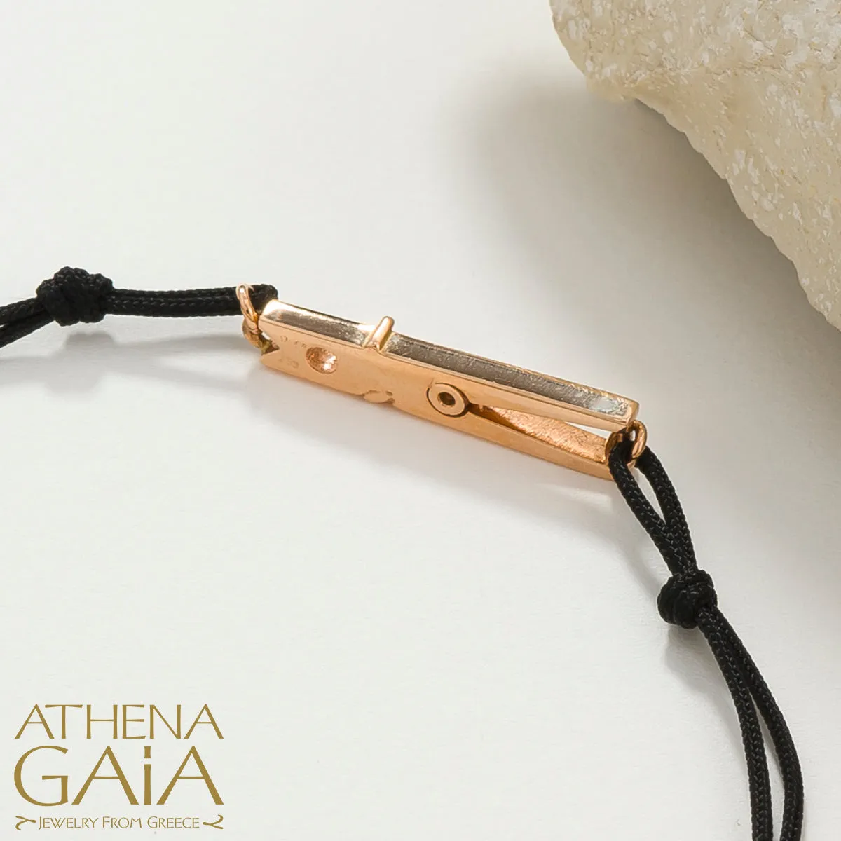 Golden Clip With Diamond Adjustable Cord Bracelet