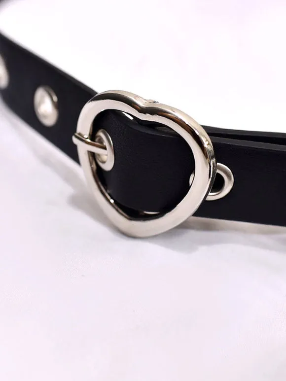 Gothic Lolita Fanny Pack Grommets Metal Details Metallic Sash PU Leather Miscellaneous Black Lolita Bag