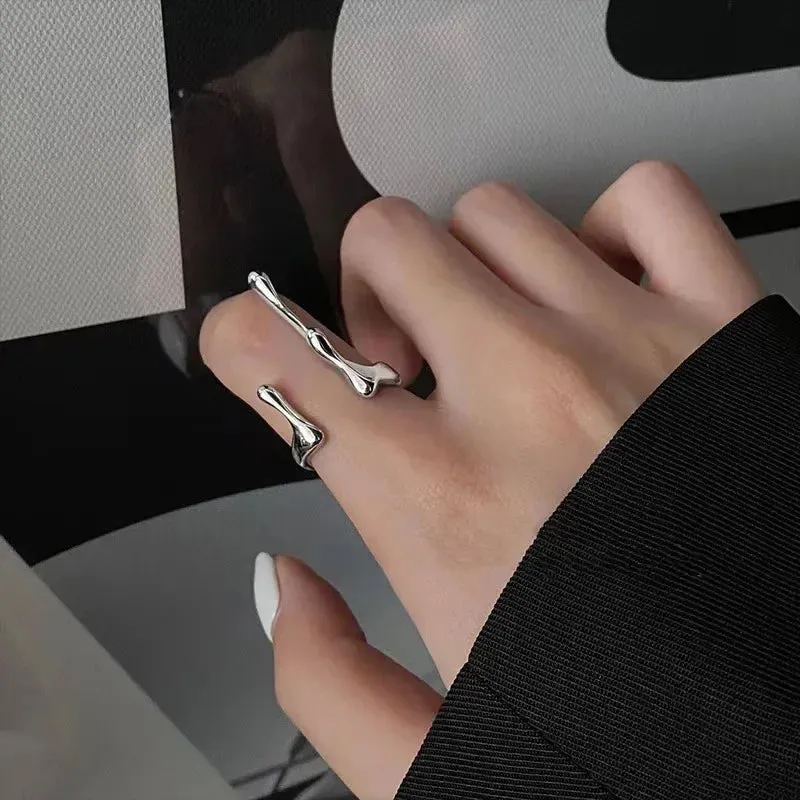 Gothic Punk Pearl Twining Rings for Women Vintage Set Jewelry