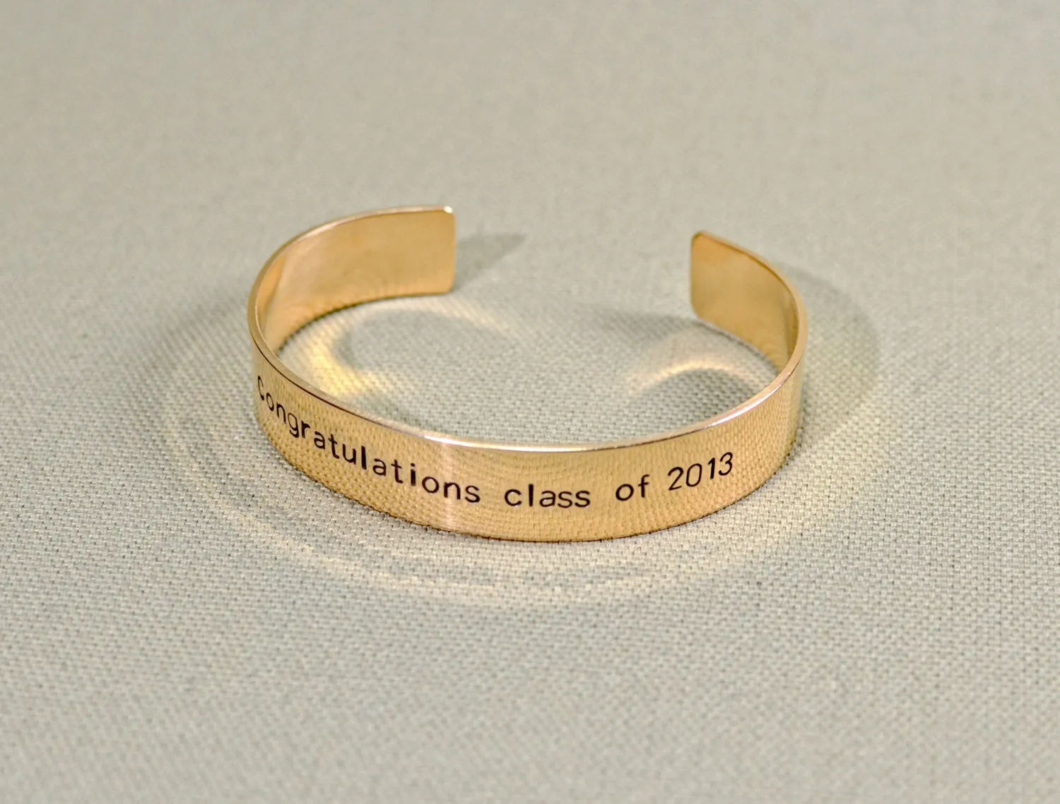 Graduation Bronze Cuff Bracelet with Personalized Messages
