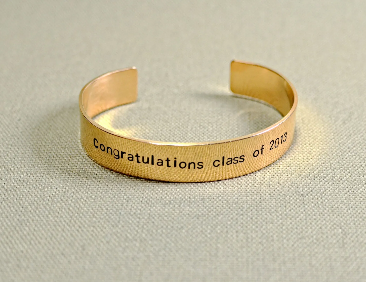 Graduation Bronze Cuff Bracelet with Personalized Messages