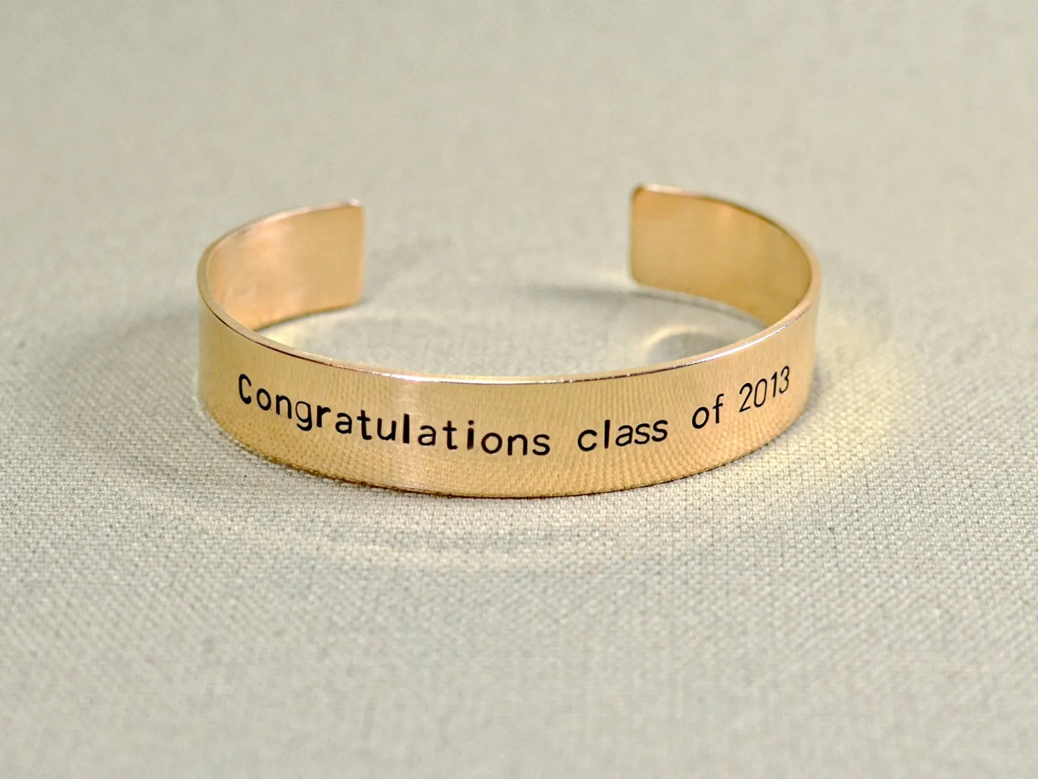 Graduation Bronze Cuff Bracelet with Personalized Messages
