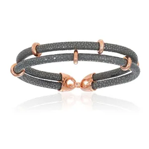 Gray Double Stingray Leather with Rose Gold