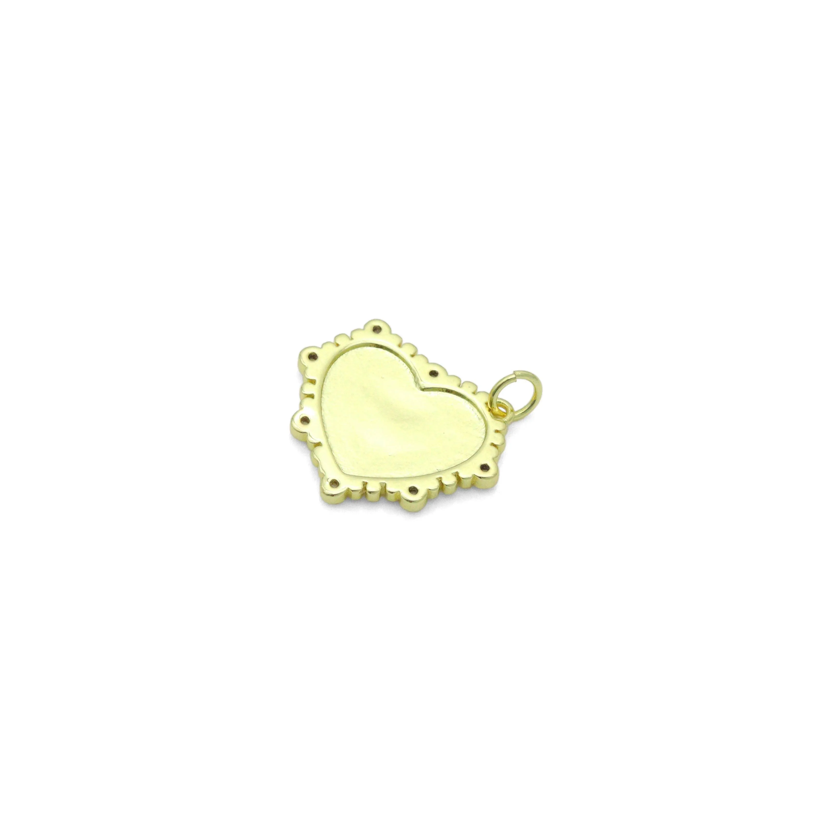 Gray Enamel Heart Shape Charm Pendant, Sku#A457