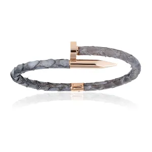 Gray Python Bracelet with Rose Gold Nail Unisex