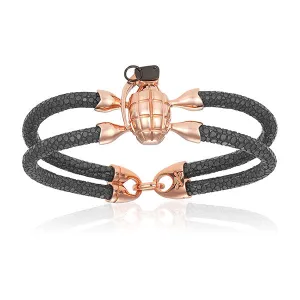 Gray Stingray Bracelet With Rose Gold Grenade