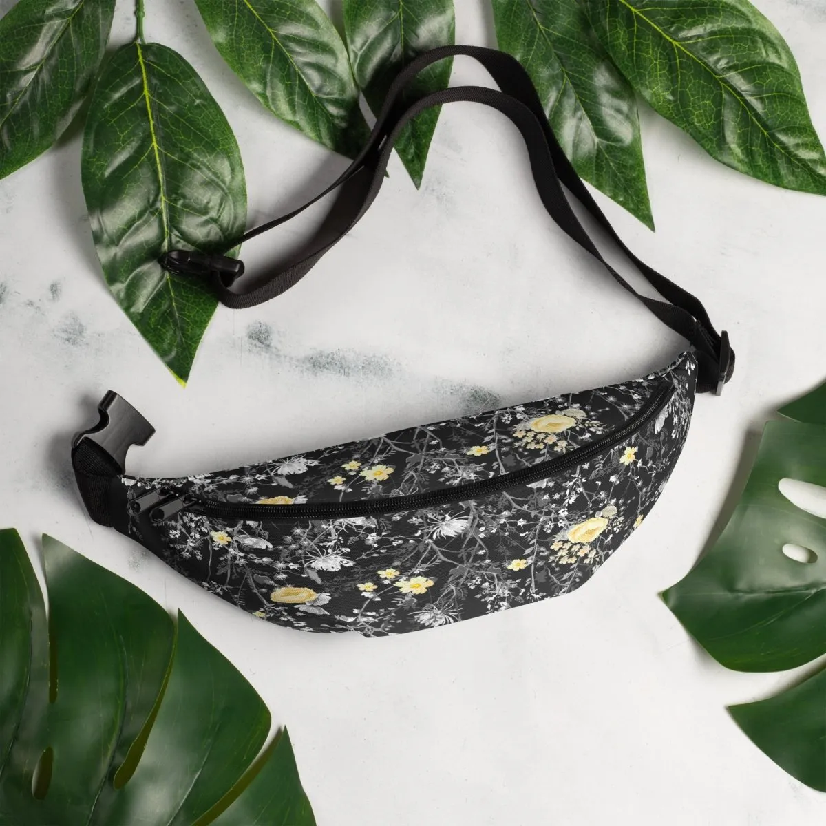 Grey Floral Fanny Pack