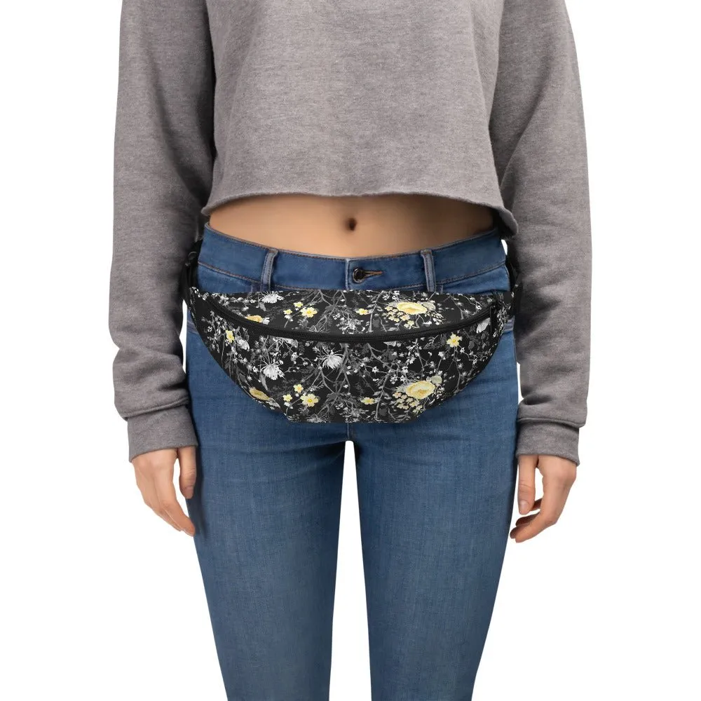 Grey Floral Fanny Pack