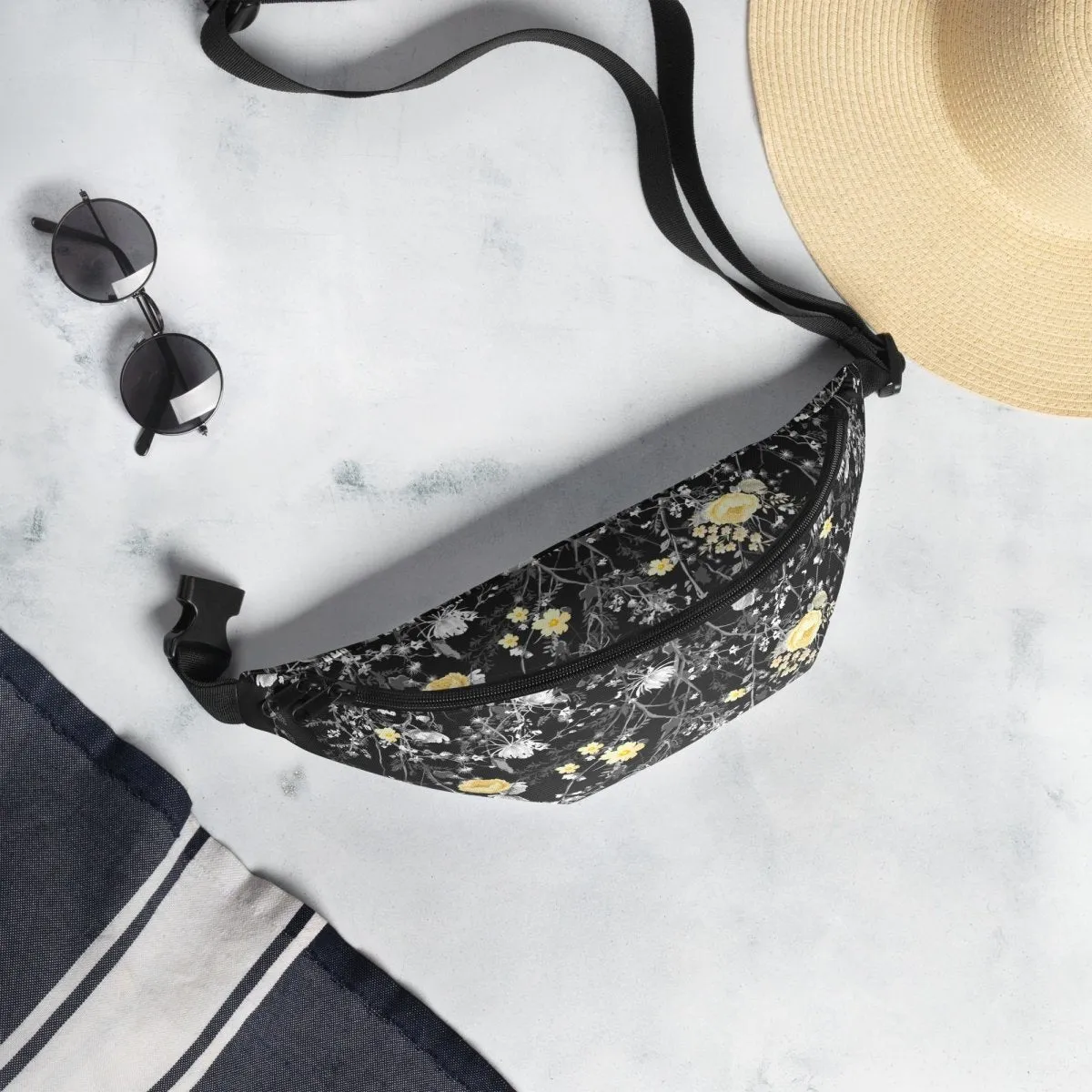 Grey Floral Fanny Pack