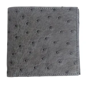 Grey Genuine Ostrich Skin Leather Wallet