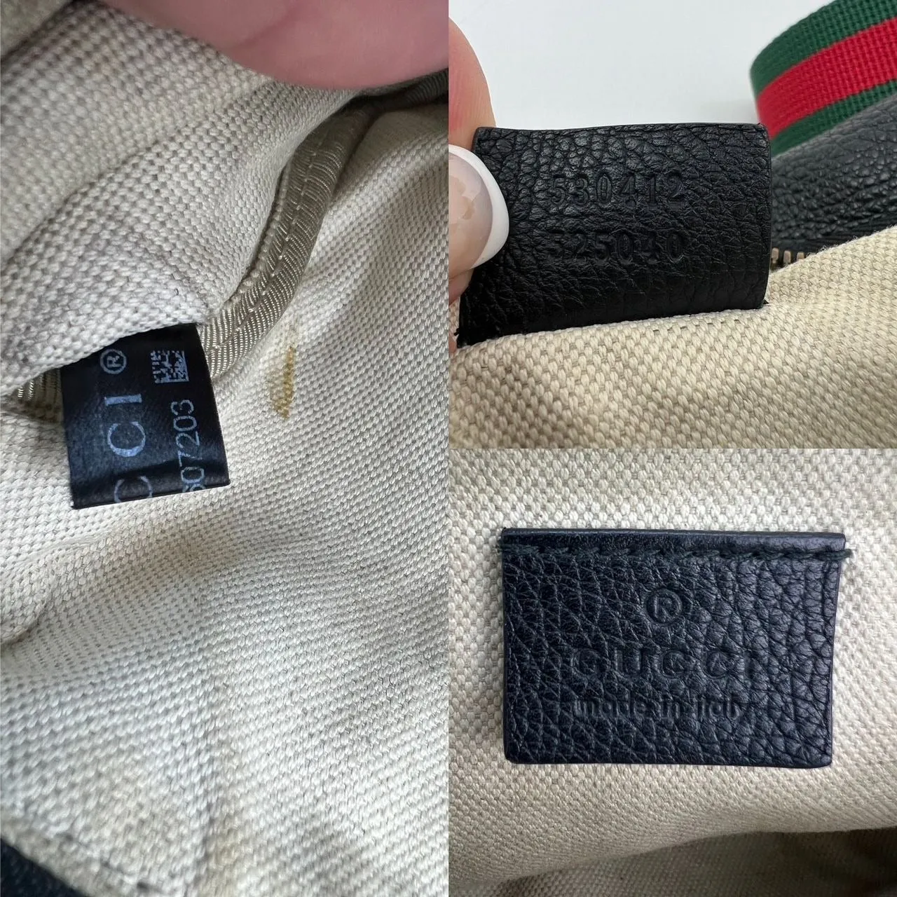 Gucci Grained Calfskin Black  Logo Belt Bag Fanny Pack
