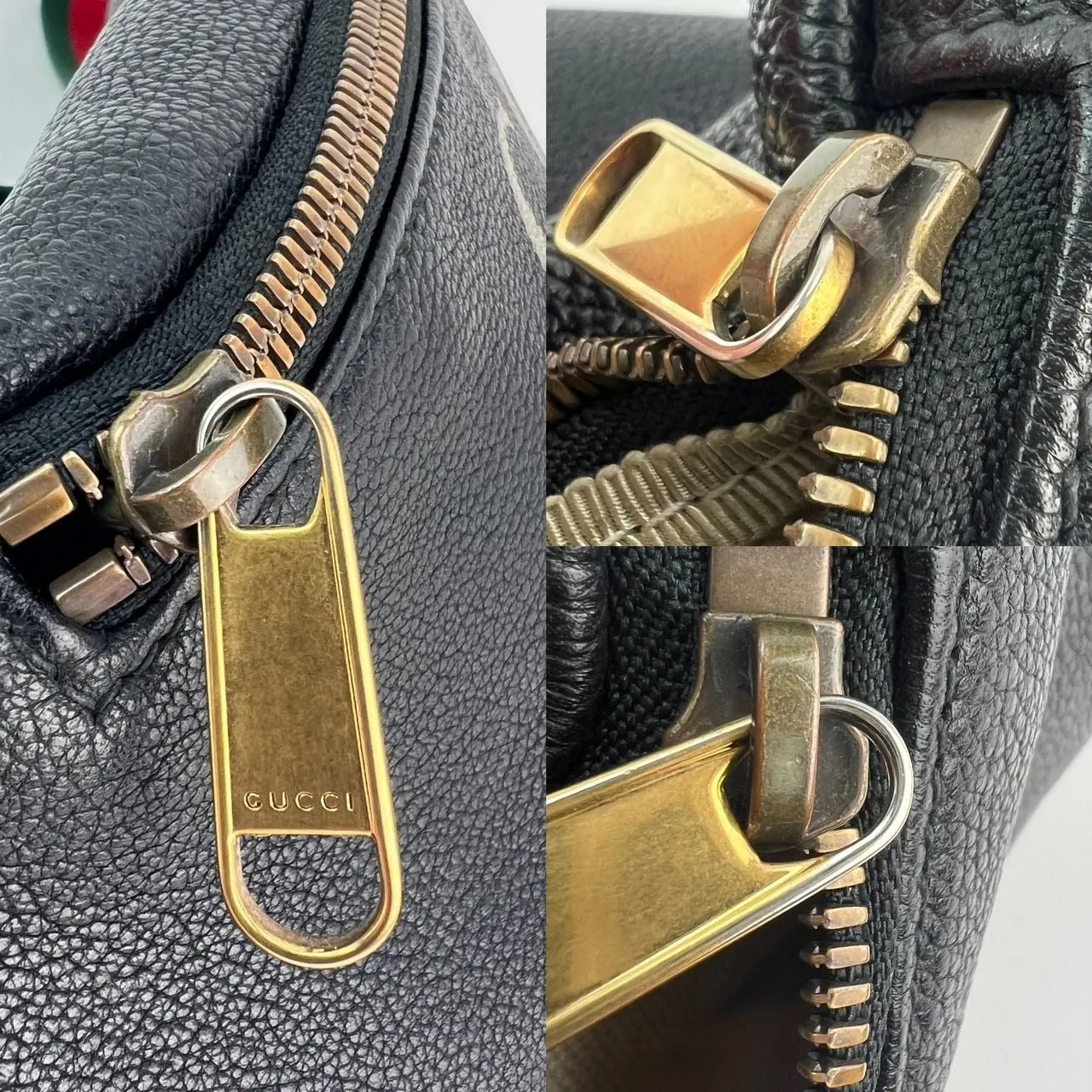 Gucci Grained Calfskin Black  Logo Belt Bag Fanny Pack