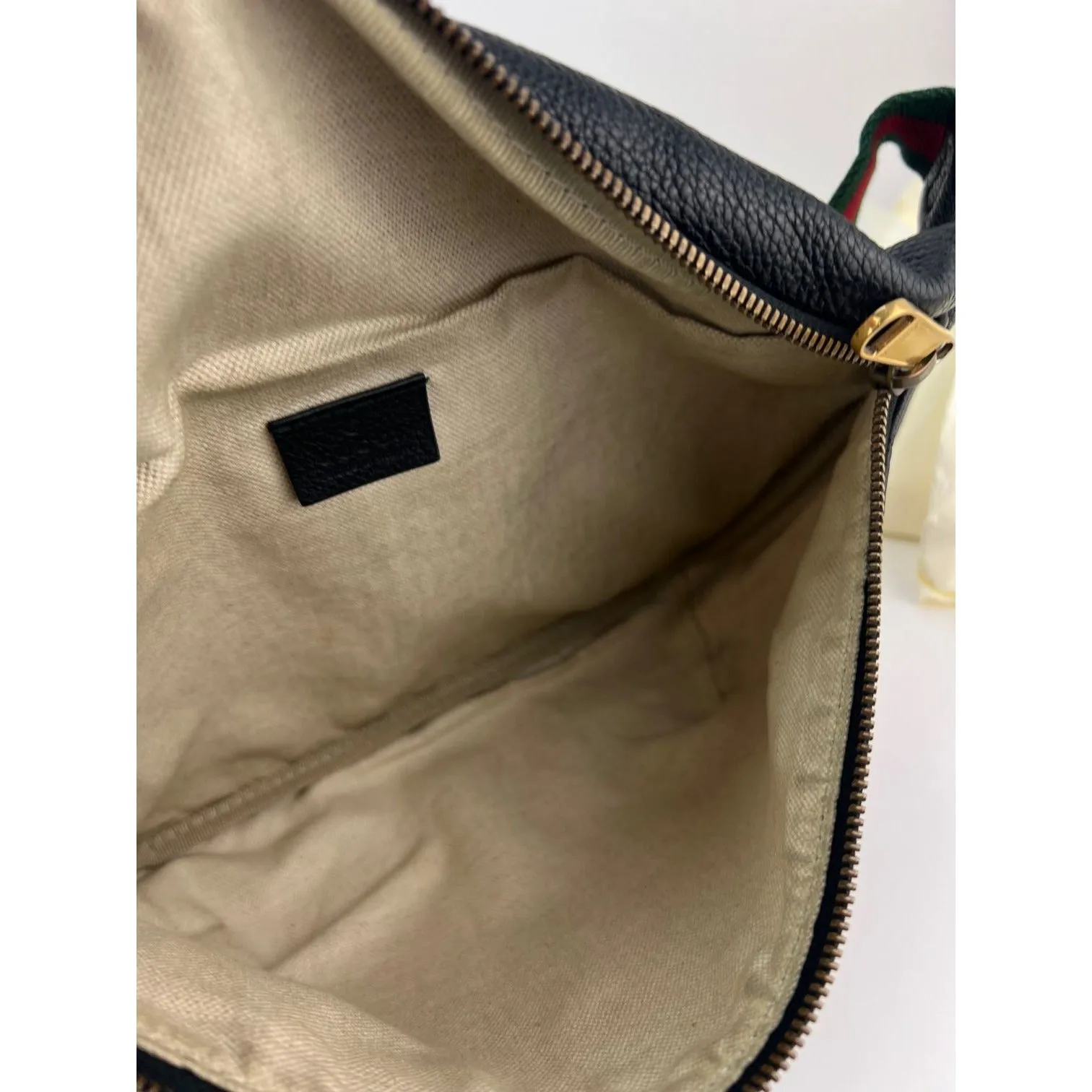 Gucci Grained Calfskin Black  Logo Belt Bag Fanny Pack