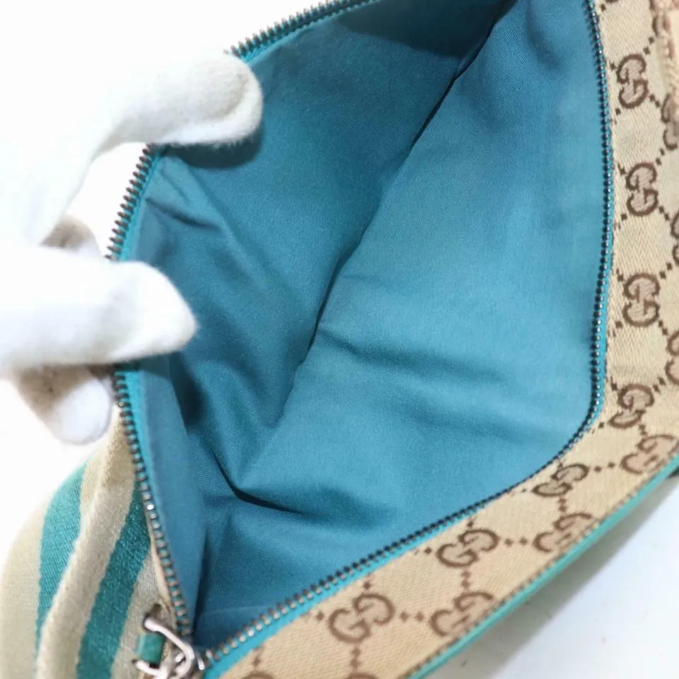 Gucci Turquoise Web Monogram GG Belt Bag Fanny Pack Waist Pouch 871507