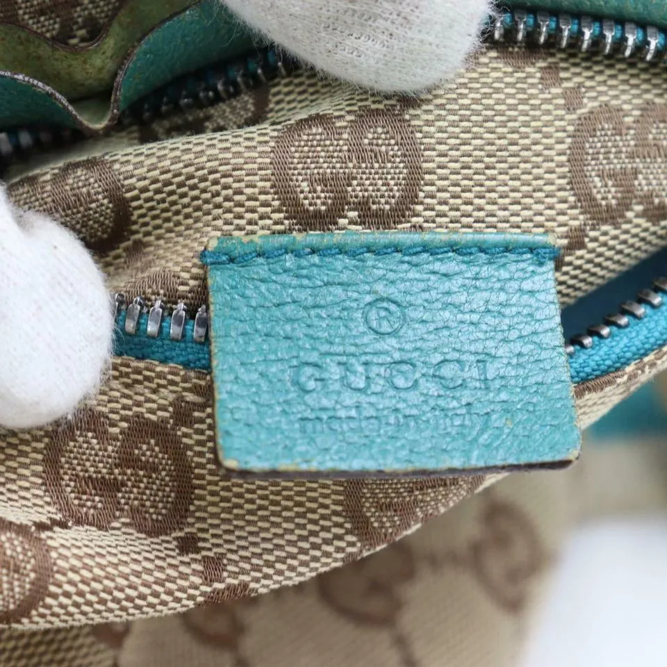Gucci Turquoise Web Monogram GG Belt Bag Fanny Pack Waist Pouch 871507