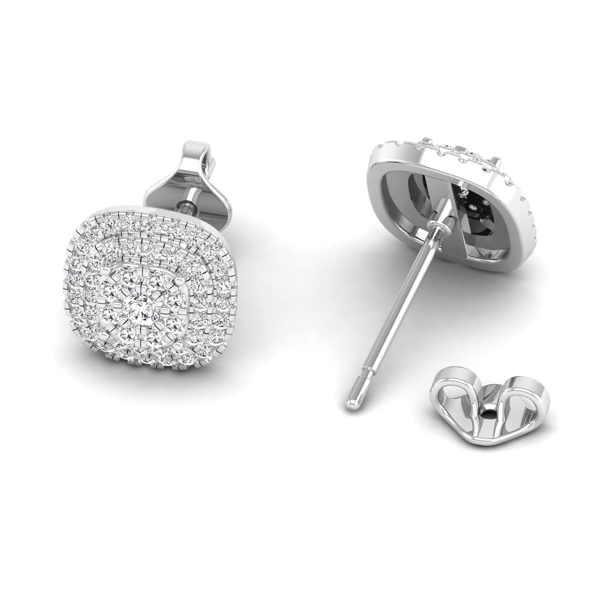 Halo Cluster Diamond Stud Earrings